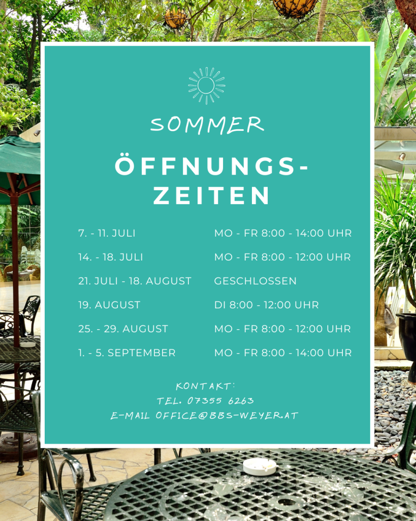 Sommeröffnungszeiten